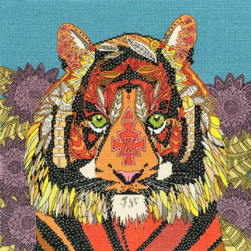 Jewelled-Tiger-XSTU3-Kreuzstichbild-Bothy Threads